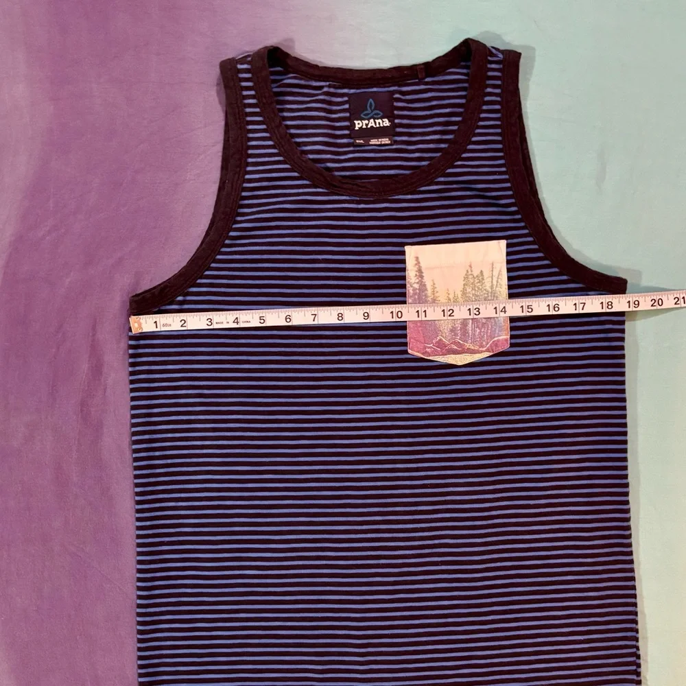 Prana Striped Men’s Tank with contrasting Scenic Pocket Detail - Picture 7 of 12